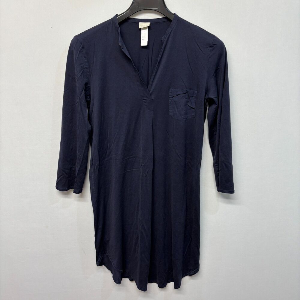 Hanro of Switzerland Women Long Sleeve Dress Size Small Navy Blue C019 -10